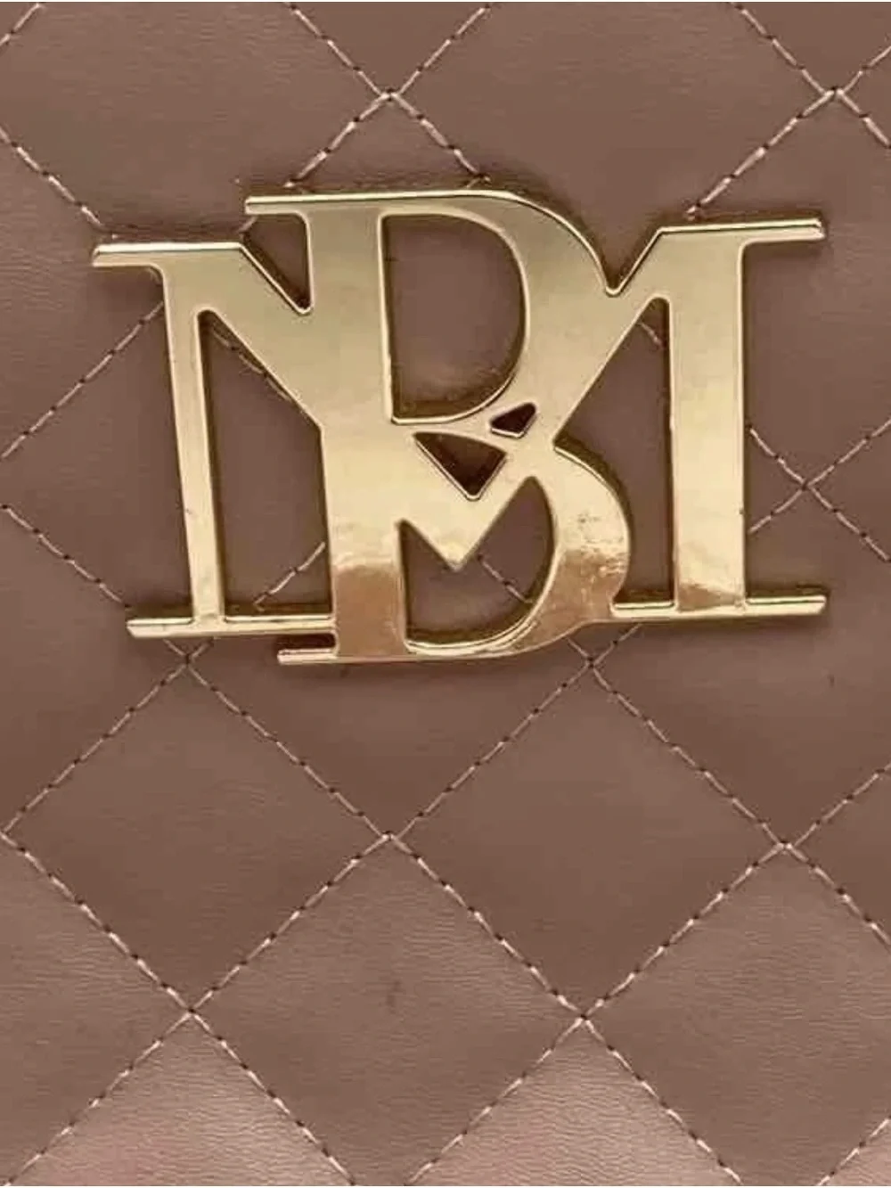 Badgley Mischka Blush Quilted Shoulder Tote with Gold Chains